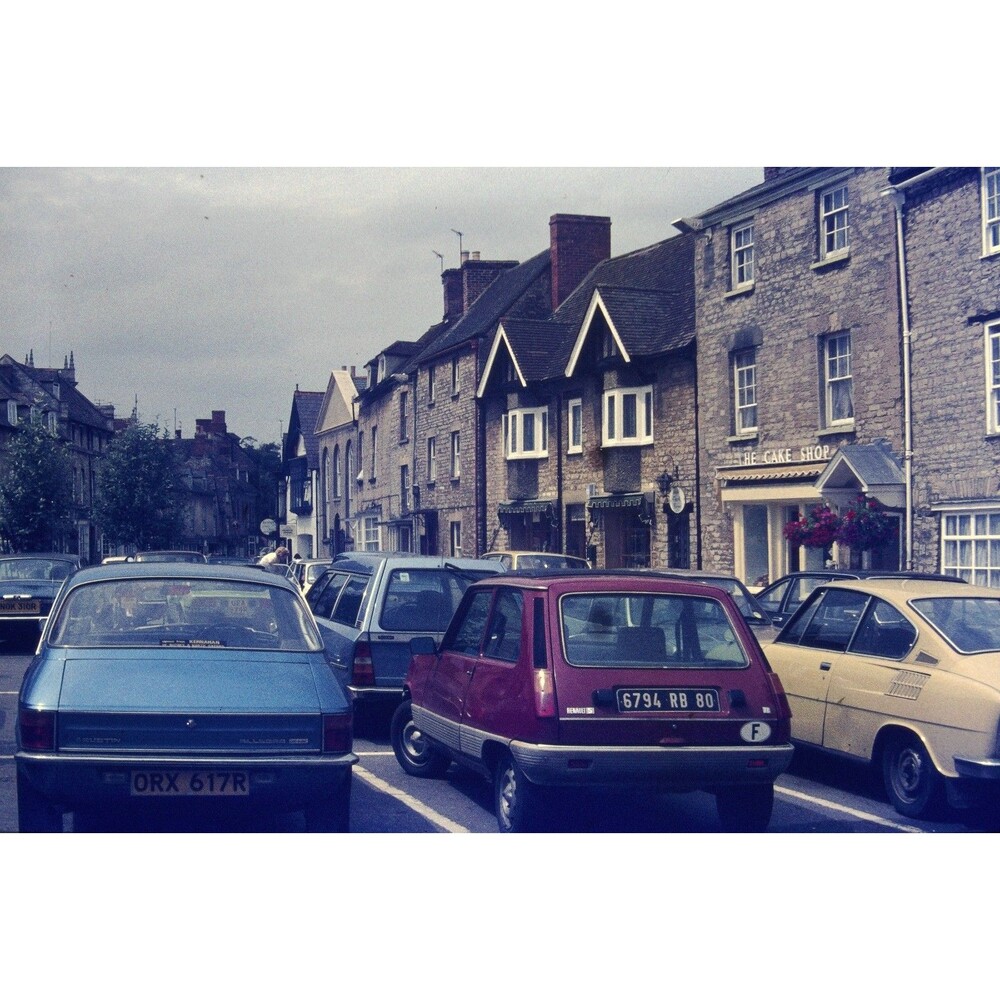 1980s 35mm Slide England Pics, A classic British street scene + variety of cars